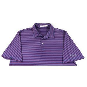 Criquet Polo Golf Shirt Mens Size XL Performance Stretch Blue Red Stripe